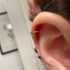 Hammered Gold Cartilage Hoop, 10mm